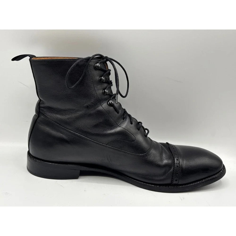 Beckett Simonon Men's Black Leather Cap Toe Lace-Up Dress Boots Size 11.5